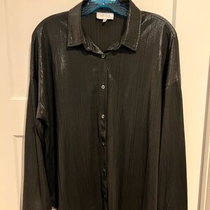 The Buckle button down Shimmer Black Sheer Top